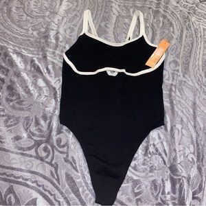 Colsie Women’s Black Thong Bodysuit One Piece Size Small NWT